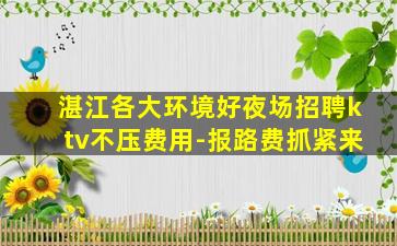 湛江各大环境好夜场招聘ktv不压费用-报路费抓紧来